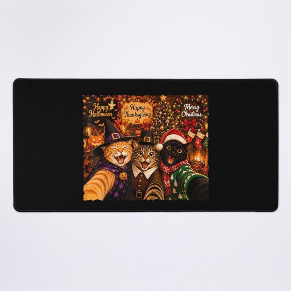 Item preview, Hallothanksmas Cat Selfie Halloween Thanksgiving Christmas designed and sold by HuserPiri.