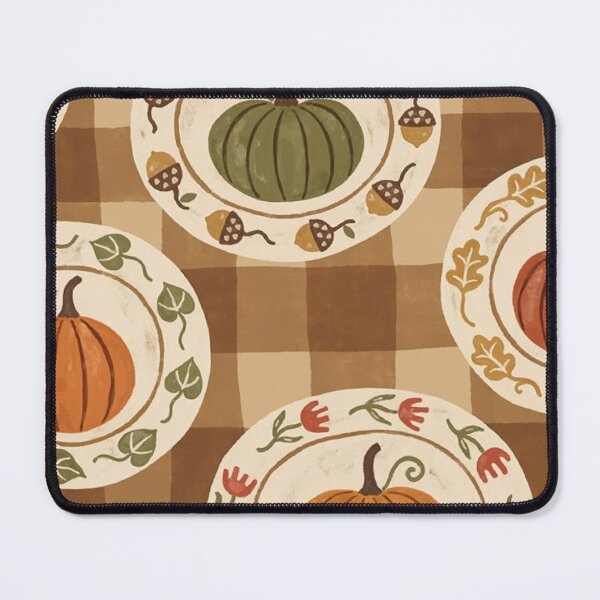 Item preview, Rustic Thanksgiving Pumpkin Plates Seamless Pattern — Vintage Autumn Gingham designed and sold by LYAN-STORE.