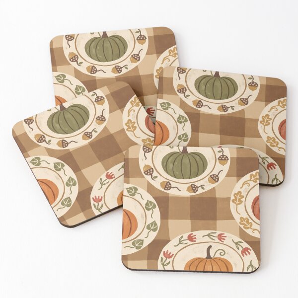 Item preview, Rustic Thanksgiving Pumpkin Plates Seamless Pattern — Vintage Autumn Gingham designed and sold by LYAN-STORE.