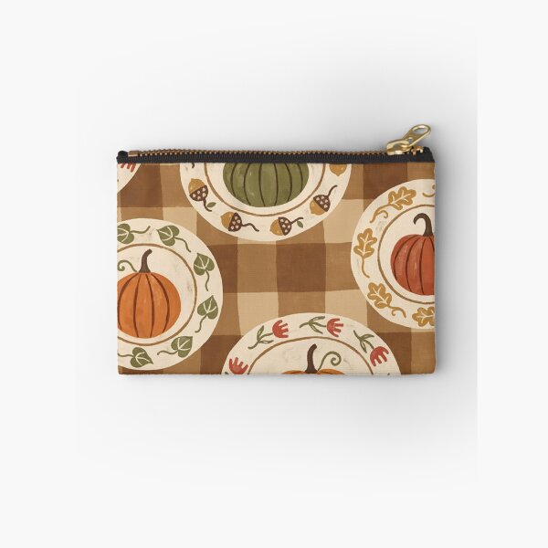 Item preview, Rustic Thanksgiving Pumpkin Plates Seamless Pattern — Vintage Autumn Gingham designed and sold by LYAN-STORE.
