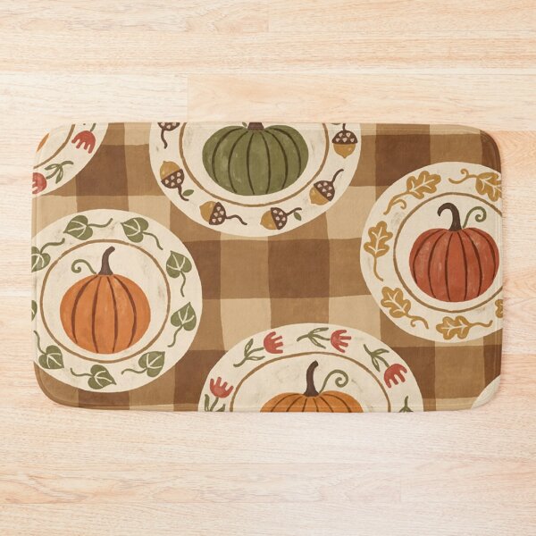 Item preview, Rustic Thanksgiving Pumpkin Plates Seamless Pattern — Vintage Autumn Gingham designed and sold by LYAN-STORE.