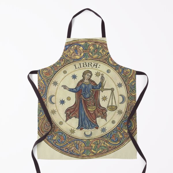 Item preview, Libra Astrological Medallion: Medieval Illuminated Zodiac Scales Art Print designed and sold by FreiherrPK.