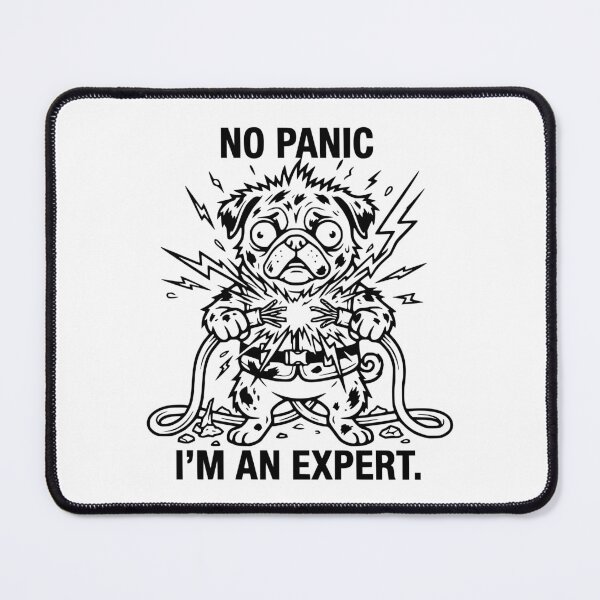 Item preview, No Panic I'm An Expert Funny Shocked Pug Dog designed and sold by The Bold Line Studio.