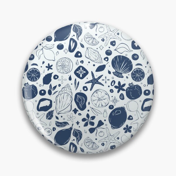 Item preview, Monochrome Navy Ocean Treasures Pattern designed and sold by Sagi Jane Art.