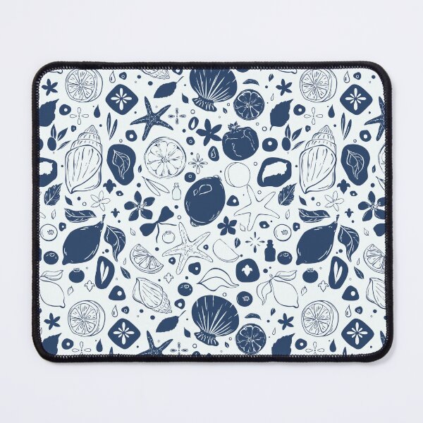 Item preview, Monochrome Navy Ocean Treasures Pattern designed and sold by Sagi Jane Art.