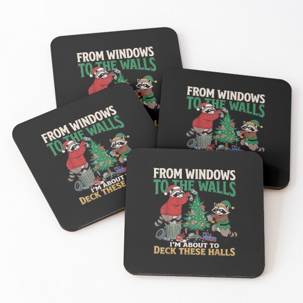 Item preview, Funny Raccoon Deck These Halls Christmas Holiday Apparel designed and sold by Jone Cham.