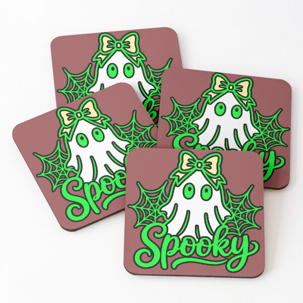 Item preview, Spooky Neon Green Ghost - Ghost with Bow and Cobwebs for Halloween designed and sold by AstronautMerch.