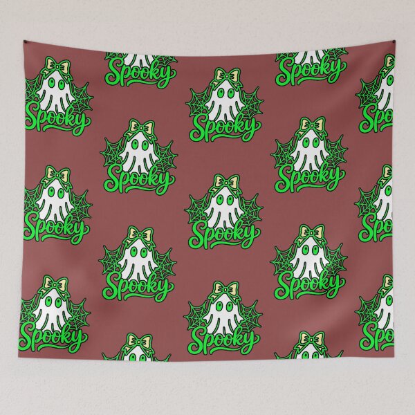Item preview, Spooky Neon Green Ghost - Ghost with Bow and Cobwebs for Halloween designed and sold by AstronautMerch.