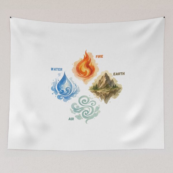 Item preview, The Four Elements - Watercolor Fire Water Earth Air Illustration designed and sold by Frafri92.