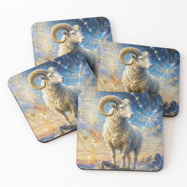 Item preview, Aries Painting – Zodiac Ram Astrology Artwork designed and sold by GalleryKauffeld.