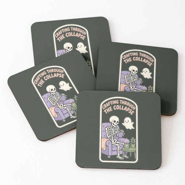 Item preview, Crafting Through the Collapse Skeleton Knitting Humor designed and sold by KungPowUnicorn.