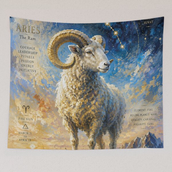 Item preview, Aries Painting – Zodiac Ram Astrology Artwork designed and sold by GalleryKauffeld.