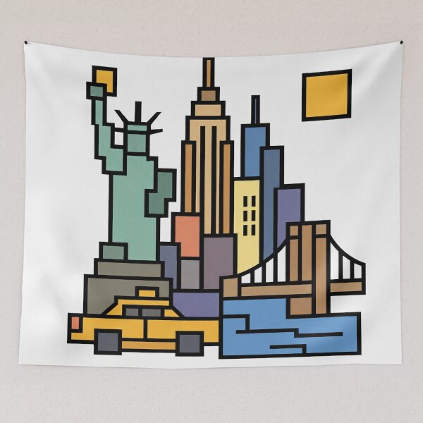 Item preview, New York City Geometric Skyline – Retro Urban Art designed and sold by JOHN44ART.