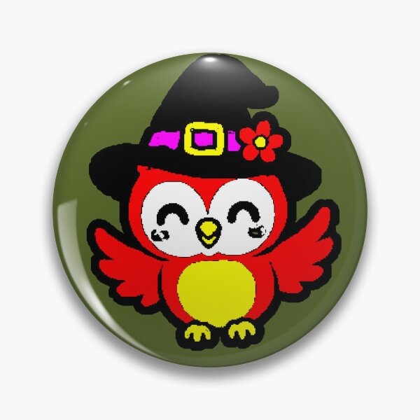 Item preview, Red Owl Witch Halloween - Kawaii Owl Witch Hat Flower designed and sold by AstronautMerch.