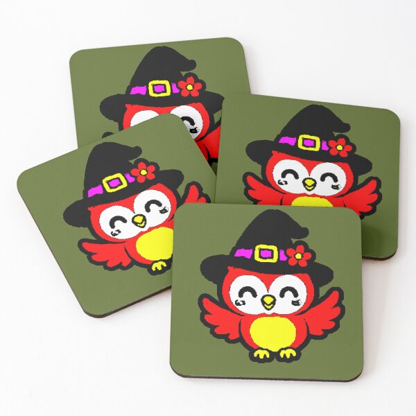 Artikelvorschau, Rote Eule Hexe Halloween - Kawaii Eulen-Hexenhut Blume entworfen und verkauft von AstronautMerch.