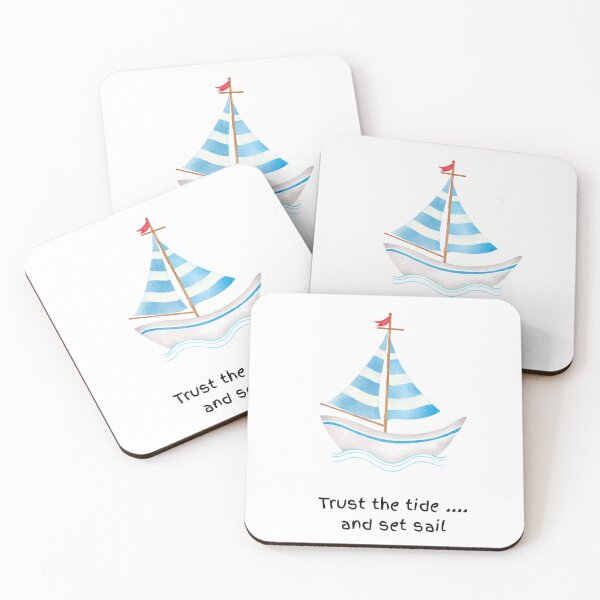 Item preview, Trust The Tide And Set Sail Watercolour Sailboat designed and sold by made by Golightly x.