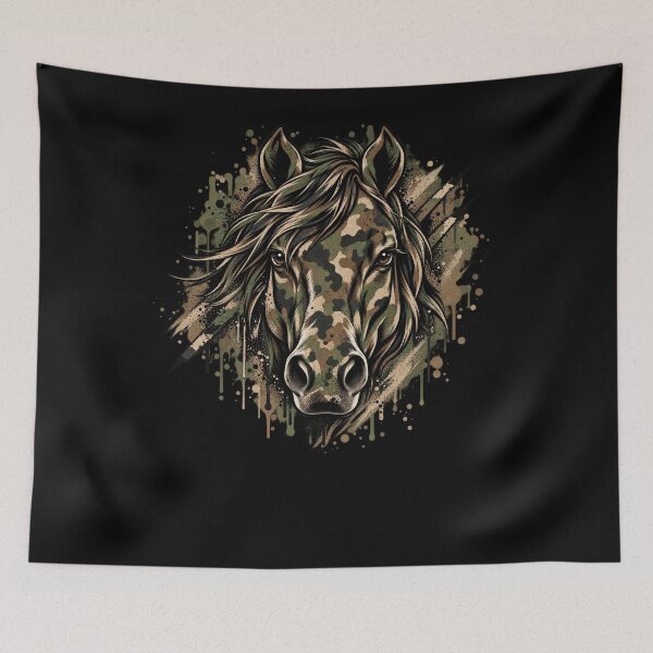 Item preview, Camouflage Horse Military Equestrian designed and sold by drawwiika+44.