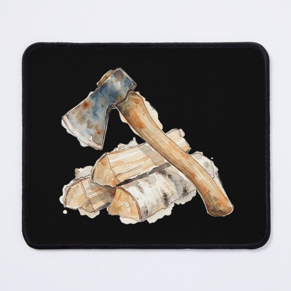 Item preview, Vintage Watercolor Woodcutting Axe And Firewood Logs designed and sold by bvdesignart.