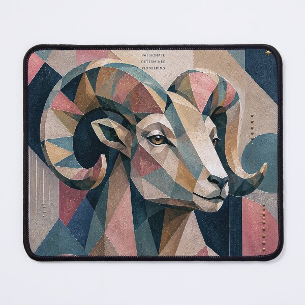 Item preview, Aries Zodiac Cubist Painting – Ram Astrology Art designed and sold by GalleryKauffeld.