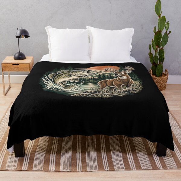 Item preview, Deer Hunting Bass Fishing Outdoorsman Nature Wildlife designed and sold by drawwiika+44.