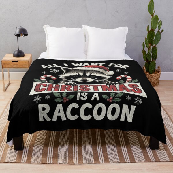 Item preview, All I Want for Christmas is A Raccoon Funny Holiday Design designed and sold by Jone Cham.