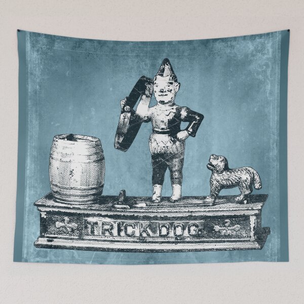 Item preview, Antique Cast Iron Trick Dog Mechanical Bank Blue designed and sold by Ghoul Enterprises.