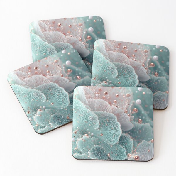 Item preview, Abstract Mint Green and Rose Gold 3D Floral Macro — Delicate Coral Ruffles designed and sold by LYAN-STORE.