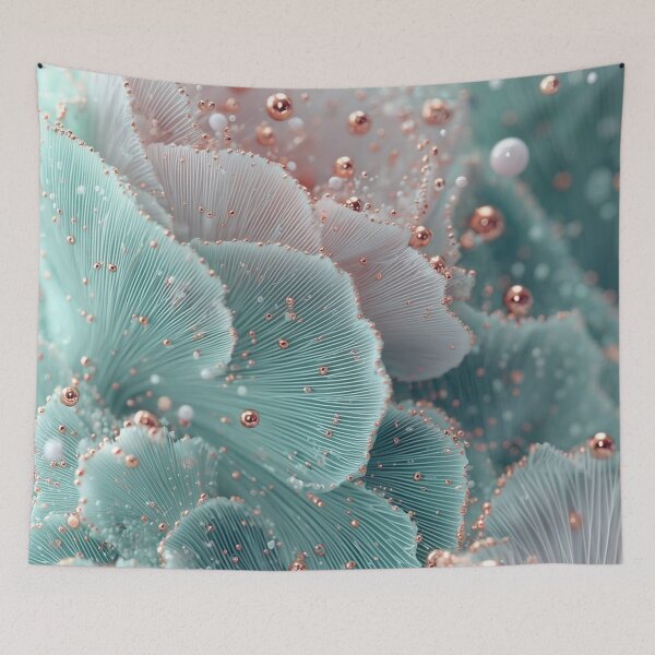 Item preview, Abstract Mint Green and Rose Gold 3D Floral Macro — Delicate Coral Ruffles designed and sold by LYAN-STORE.
