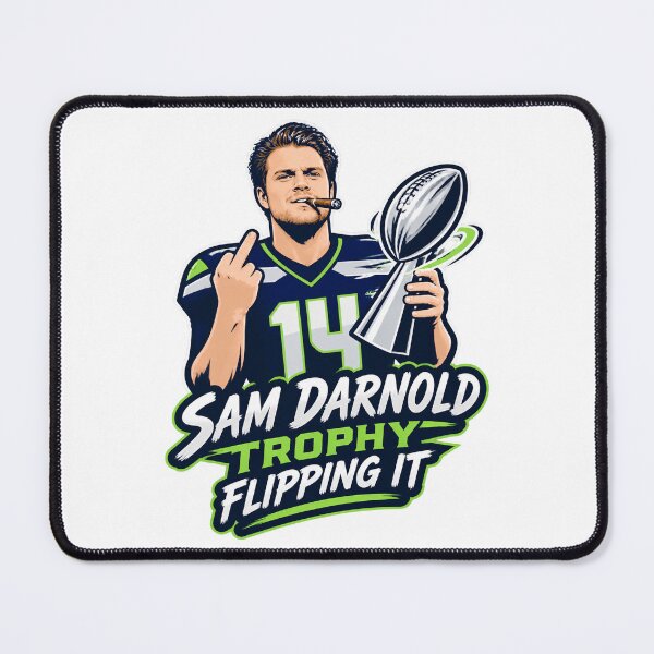 Item preview, Sam Darnold Trophy Flipping Illustration Sports Fan Art designed and sold by slowhandsnot tt.