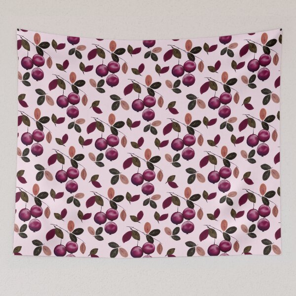 Item preview, Aesthetic Autumn Burgundy Crabapple Seamless Pattern designed and sold by DigiBlossom.