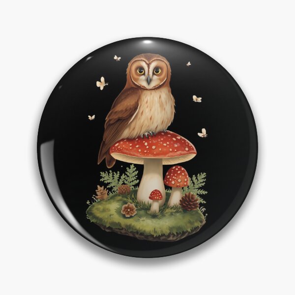 Item preview, Vintage Barn Owl on Amanita Mushroom Forestcore Dark Cottagecore Sticker designed and sold by Youram.