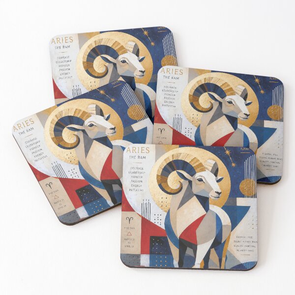 Item preview, Aries Painting – Zodiac Ram Astrology Artwork designed and sold by GalleryKauffeld.