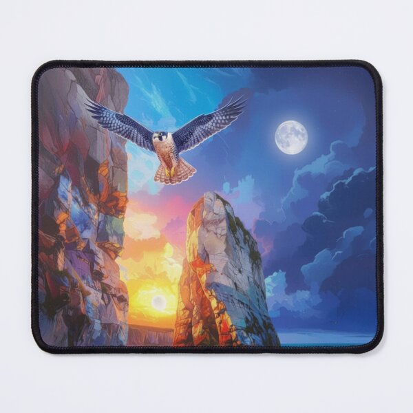 Item preview, Peregrine Flight Between Sun and Moon: Coastal Sea Stacks Wildlife Art designed and sold by chihuahuashower.