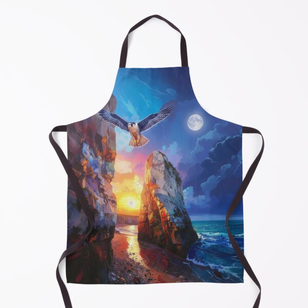 Item preview, Peregrine Flight Between Sun and Moon: Coastal Sea Stacks Wildlife Art designed and sold by chihuahuashower.