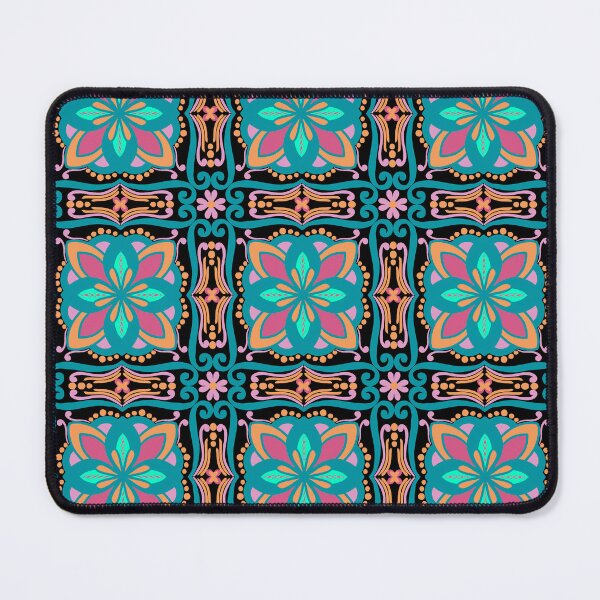 Item preview, Boho Floral Tile Pattern, Teal Pink Geometric Design. designed and sold by Rukhscreations.