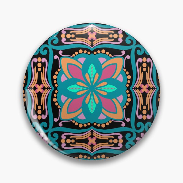 Item preview, Boho Floral Tile Pattern, Teal Pink Geometric Design. designed and sold by Rukhscreations.