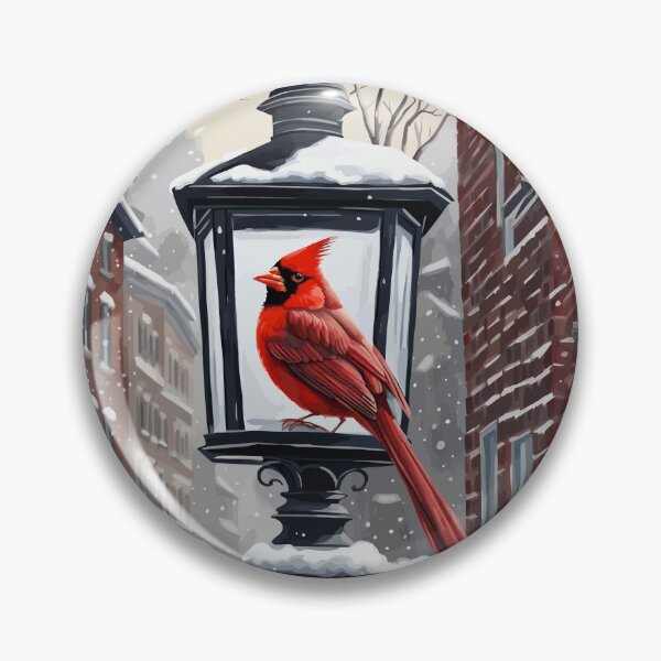 Item preview, Cardinal Bird Sat On A Snow Covered Street Lantern designed and sold by taiche.