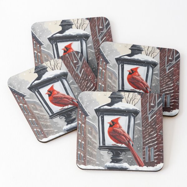 Item preview, Cardinal Bird Sat On A Snow Covered Street Lantern designed and sold by taiche.