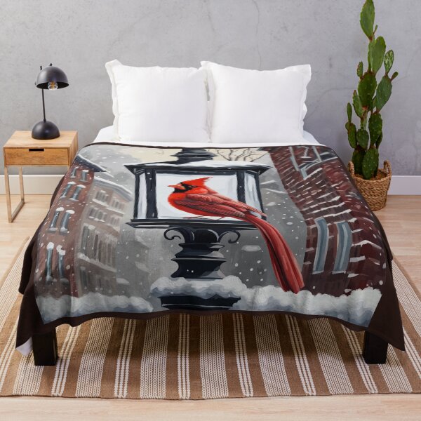 Item preview, Cardinal Bird Sat On A Snow Covered Street Lantern designed and sold by taiche.