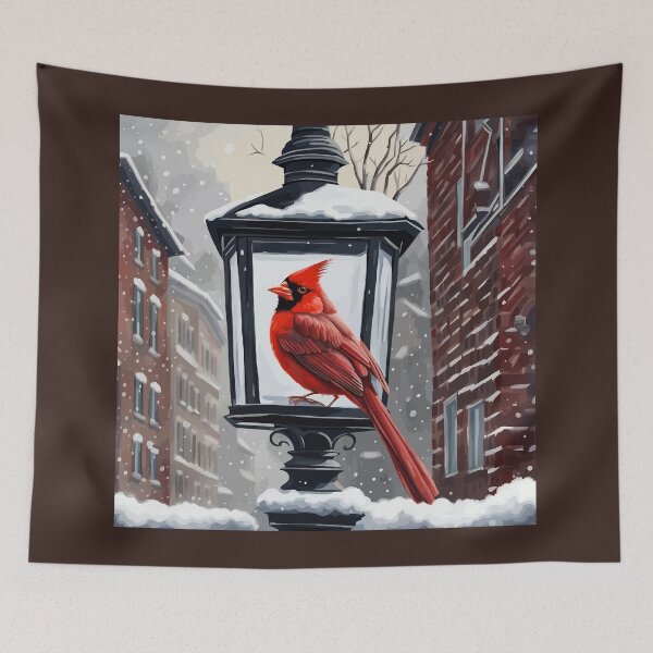 Item preview, Cardinal Bird Sat On A Snow Covered Street Lantern designed and sold by taiche.