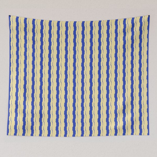 Item preview, Cobalt Blue and Butter Yellow Wavy Stripes designed and sold by AKAYOLO.