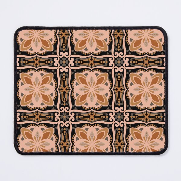 Item preview, Vintage Art Deco Floral Tile Pattern – Elegant Peach & Terracotta on Black designed and sold by Rukhscreations.
