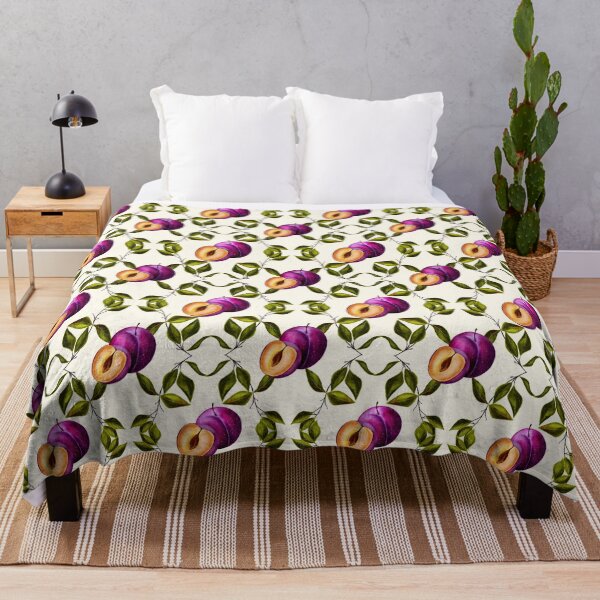 Item preview, Aesthetic Purple Plum and Green Leaves Seamless Pattern designed and sold by DigiBlossom.