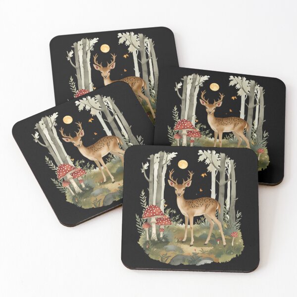 Item preview, Soft Deer in Moonlit Mushroom Forest Wilderkind Dark Cottagecore Sticker designed and sold by Youram.