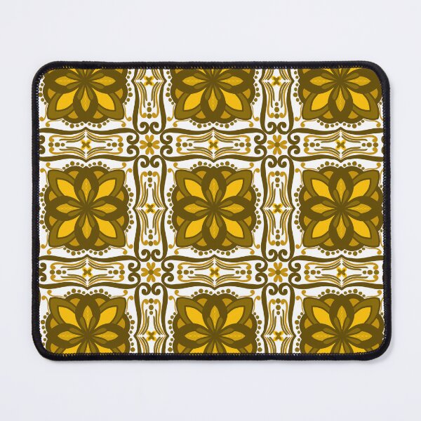 Item preview, Mustard Gold Floral Tile Pattern – Vintage Ornate Geometric Design designed and sold by Rukhscreations.