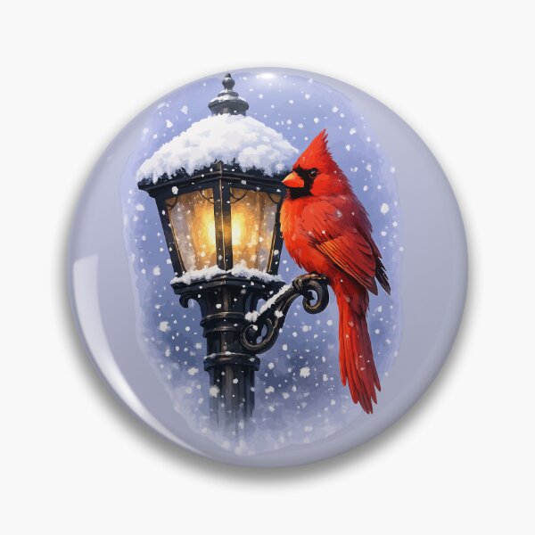 Item preview, Cardinal-Bird And Snow-Capped Street-Lantern Winter-Scene designed and sold by taiche.