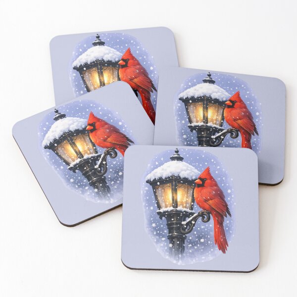 Item preview, Cardinal-Bird And Snow-Capped Street-Lantern Winter-Scene designed and sold by taiche.