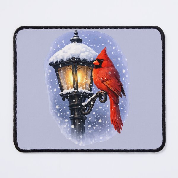 Item preview, Cardinal-Bird And Snow-Capped Street-Lantern Winter-Scene designed and sold by taiche.