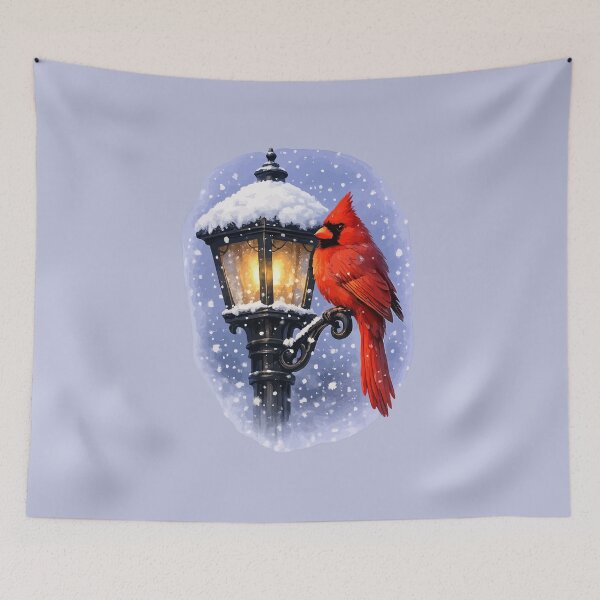 Item preview, Cardinal-Bird And Snow-Capped Street-Lantern Winter-Scene designed and sold by taiche.