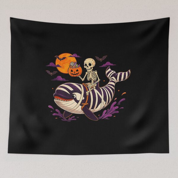 Item preview, Funny Skeleton Riding Mummy Orca Pumpkin Candy Halloween  designed and sold by LakenDraphil.